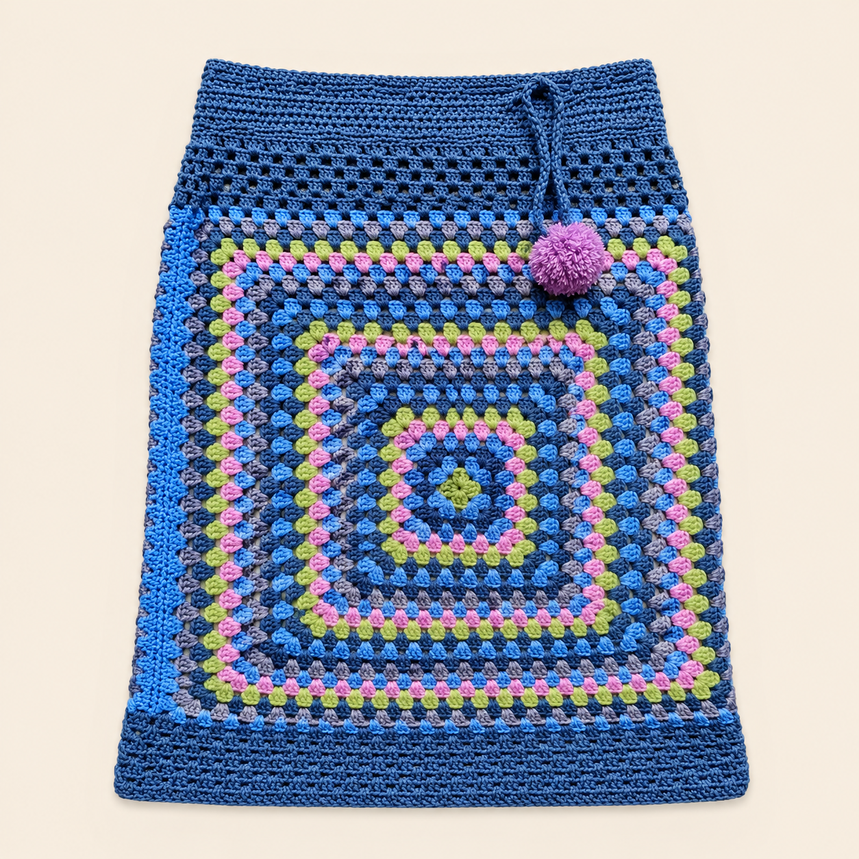 Falda Granny Square Azul